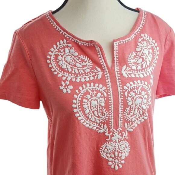 Tommy Hilfiger T Shirt Pink V Neck Short Sleeve Casual Womens Size Medium - Picture 3 of 7